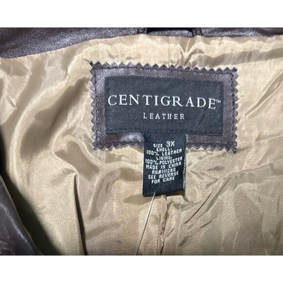 Centigrade Leather Coat Women’s 3X Brown Long Trench Jacket Belted Plus NWT - Picture 3 of 4